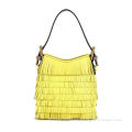 Preppy Fringe Cross Shoulder Handbags For Women , Yellow Leather Bag